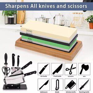 Knife Sharpening Stone Set Professional Whetstone 4 Side Grit 400/1000 3000/8000